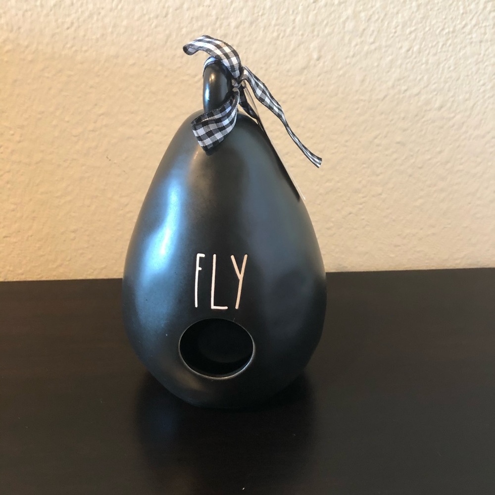 New Rae Dunn Black FLY Teardrop Birdhouse